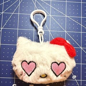 Cute Plush Hello Kitty Keychain with Heart Eyes emoji